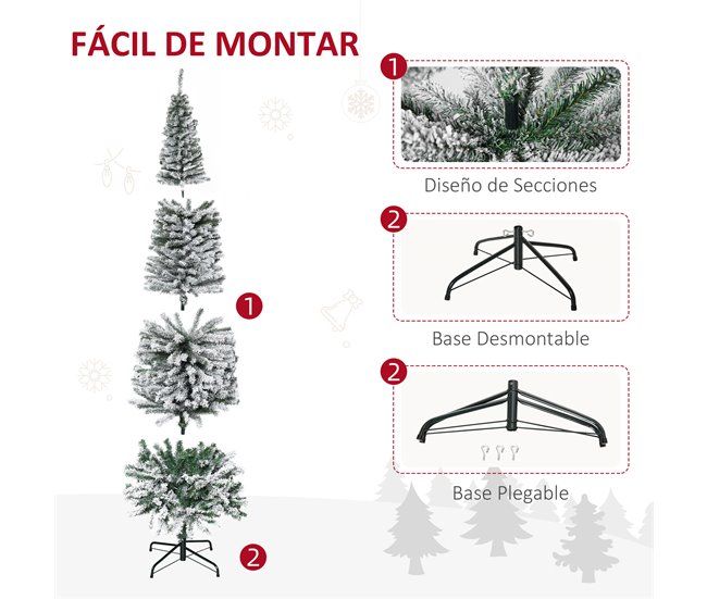 Árvore de Natal PVC e Aço HOMCOM, casa - natal Verde