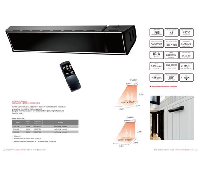 Sined WARM BLACK GLASS 2000 WIFI Aquecedor Infravermelho com Cristal de 2000W, Preto Preto