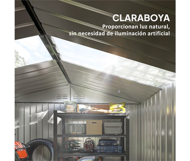 Abrigo de Jardim Aço e PP Outsunny Cinza