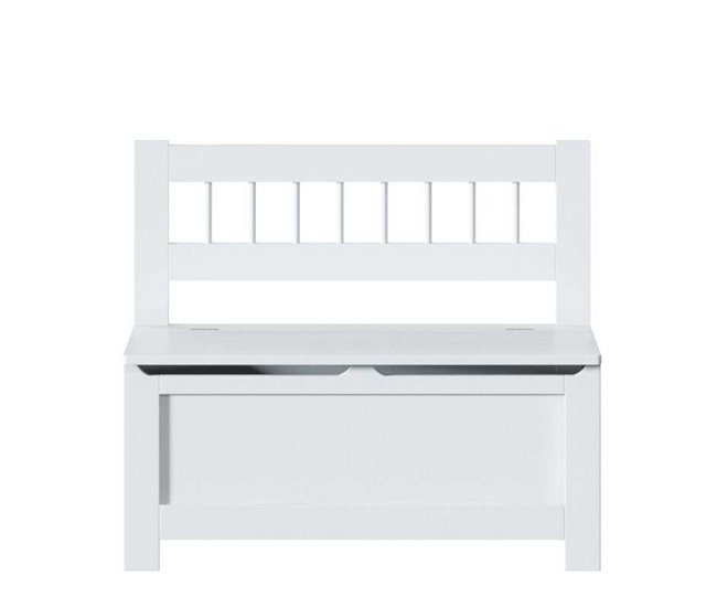 Baú de quarto infantil com tampa organizadora de brinquedos Branco
