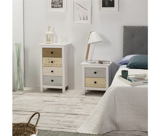 Cómoda Magda de 4 gavetas em branco Multicor