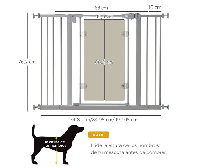 Barreira de Segurança de Cães Aço e Acrílico PawHut Cinza