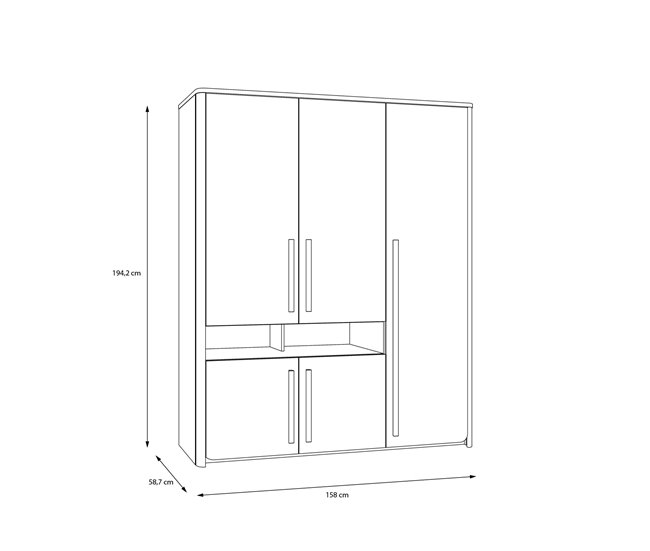 Roupeiro SURFINO portas batentes 158x194cm cinza Cinza