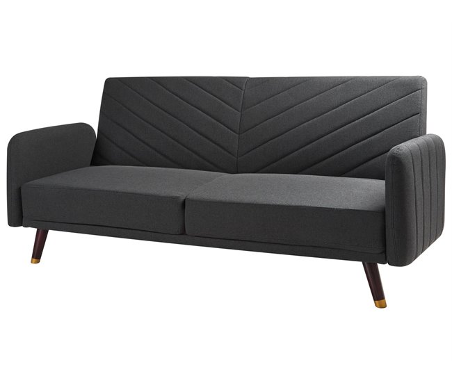 Beliani Sofá de 3 lugares Linho sintético SENJA Preto