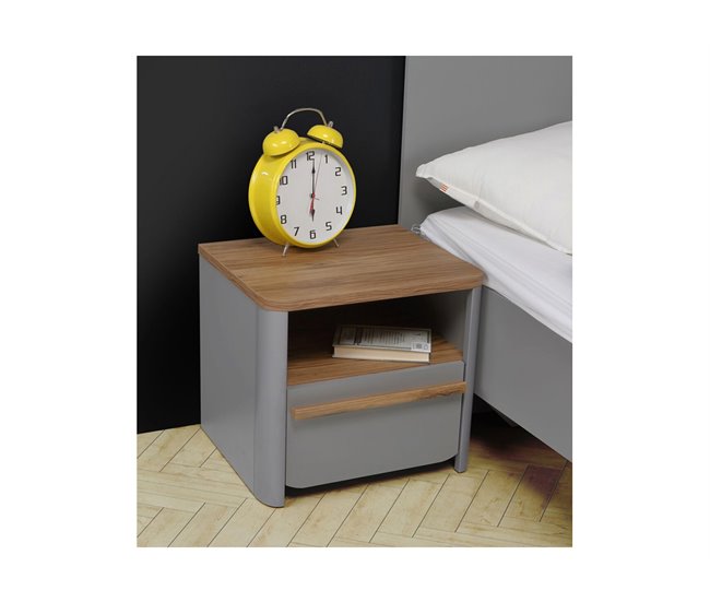 Mesa de cabeceira SURFINO 1 gaveta. Cinza