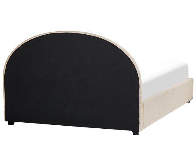 Beliani Cama com armazenamento Bouclé VAUCLUSE 194x214 Bege