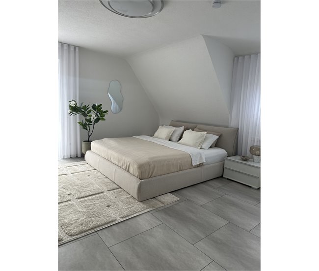 Beliani Cama Poliéster VINAY 196x233 Areia