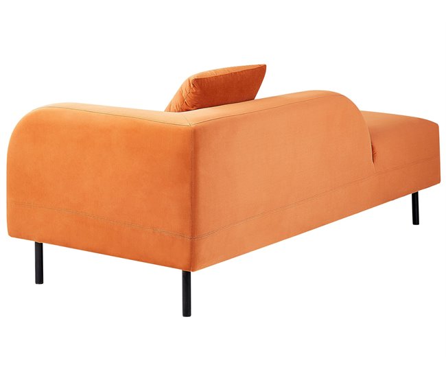 Beliani Chaise longue à direita Veludo LE CRAU Laranja