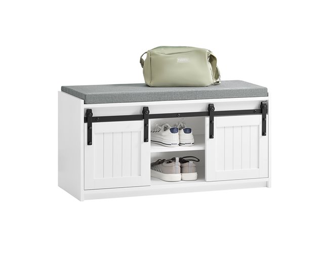Banco para sapatos Bequeño com porta de correr FSR133-K-W SoBuy PT Branco