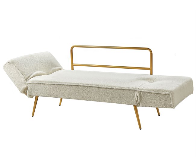 Beliani Sofá-cama Bouclé SAARELA Creme