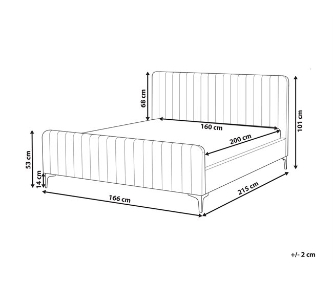 Beliani Cama Veludo LUNAN 166x215 Bege