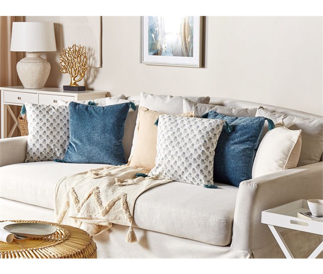 Beliani Cojín decorativo SETARIA Azul