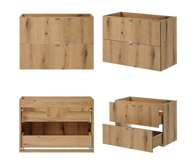 Móvel de casa de banho para lavatório Newport com 2 gavetas 160 Carvalho