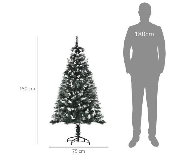 Árvore de Natal PVC e Aço HOMCOM, casa - natal Verde