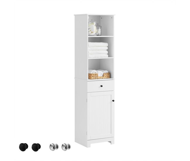 Armário de coluna para casa de banho BZR17-W SoBuy Branco