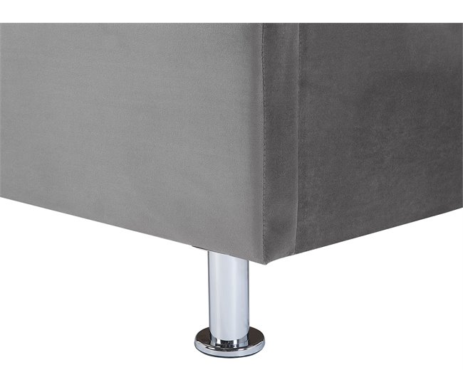 Beliani Cama com armazenamento Veludo METZ 189x215 Cinza Escuro