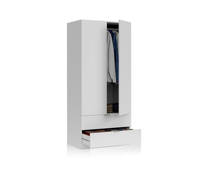 Roupeiro Lark 2 portas 2 gavetas 81 Branco