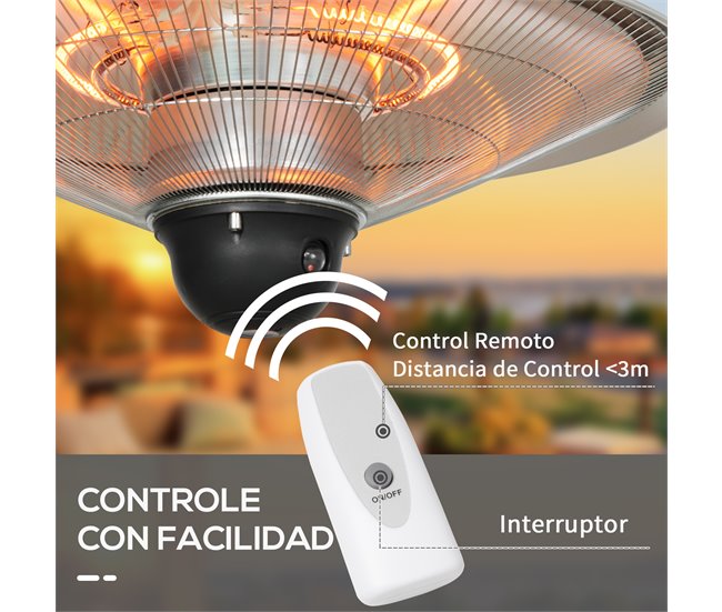 Aquecedor de Jardim Elétrico Outsunny 842-274V90SR Prata
