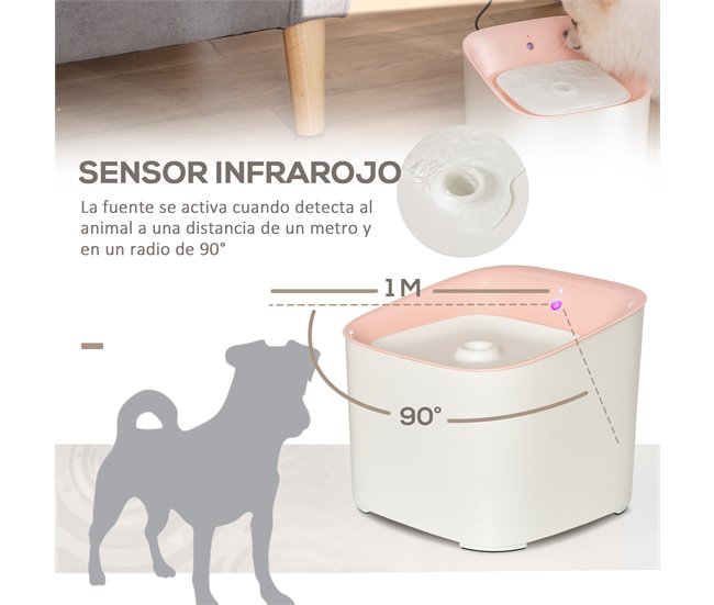 Fonte de Água para Gatos ABS PawHut Rosa