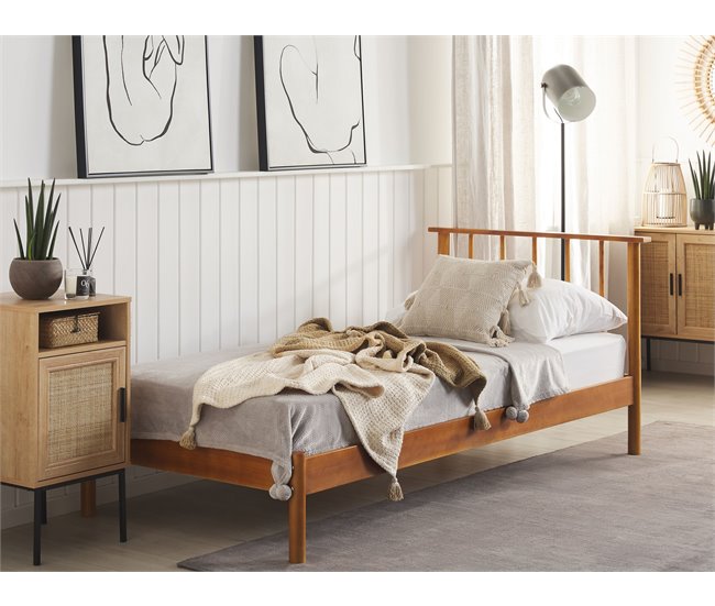 Beliani Cama com estrado Pinho BARRET 106x210 Castanho