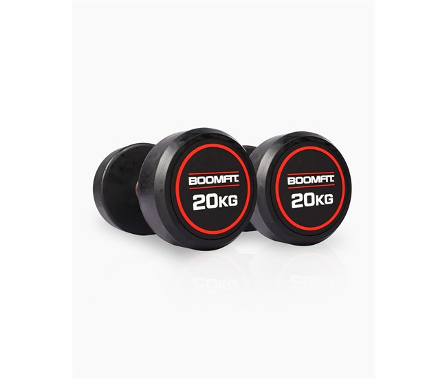 Halteres Redondos de Musculação 20Kg (Par) - BOOMFIT Preto