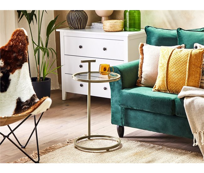 Beliani Mesa de apoio SHELBY 40x40 Dourado