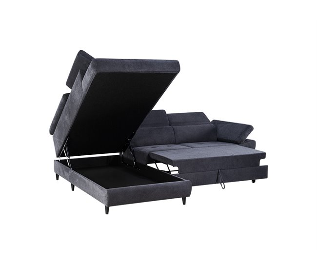 Sofá de canto OMEGA com cama cor antracite Antracite