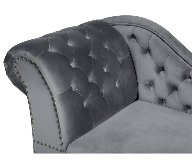 Beliani Chaise longue versão à esquerda Veludo NIMES Azul/ Verde