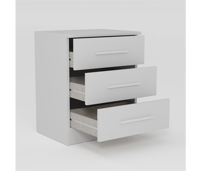 Mesa de cabeceira DREAM 3 gavetas 56x45x36cm Branco
