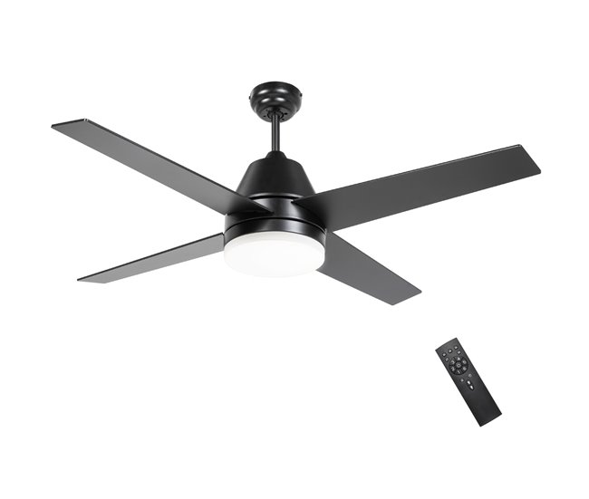 Ventoinha de Teto com Luz MDF, Acrílico HOMCOM Preto