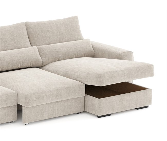 Chaise longue LANDON conversível em cama reversível Bege