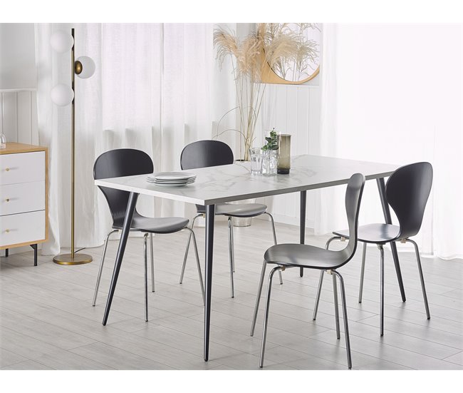 Beliani Mesa de refeições para 4 pessoas SANTIAGO 80x160 Branco
