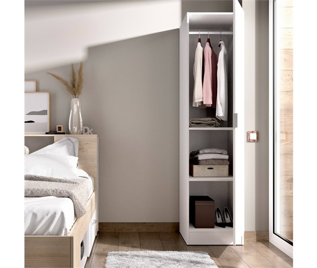 Armário multiuso com 1 porta efeito madeira 41 Branco