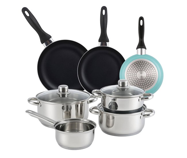 Conjunto de panelas Well Home 7 peças + 3 panelas Cinza