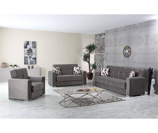 Sofá cama 3 lugares em tecido Cinza