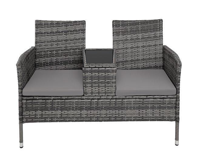 Banco de jardim de vime 131x61 Cinza