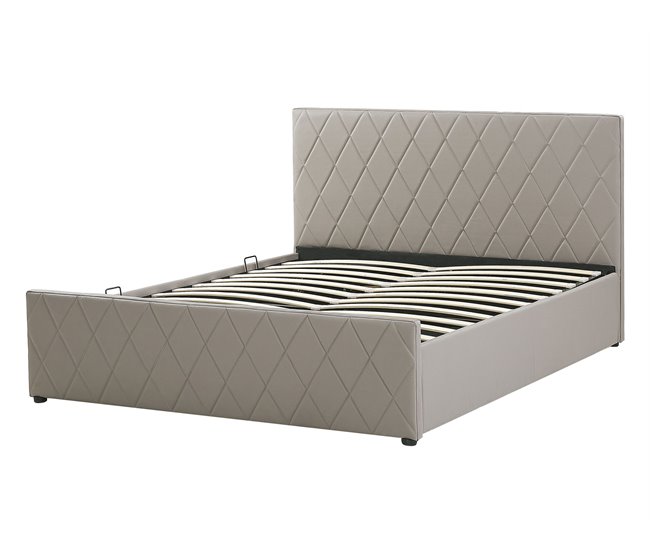 Beliani Cama com estrado Pele sintética ROCHEFORT 150x214 Cinza Escuro