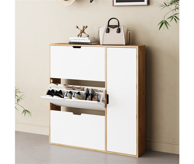 Sapateira MONTBLANC 112x105x23,5cm carvalho e cor branca Branco