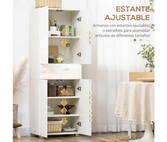 Armário de Cozinha MDF e Melamina de Madeira HOMCOM Branco