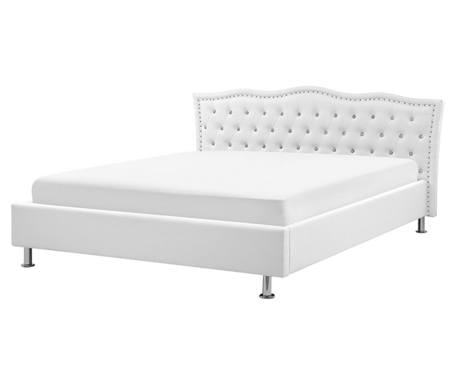 Beliani Cama com estrado Pele sintética METZ 215x189 Branco