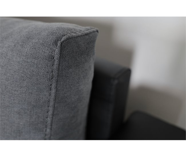 Sofá de canto U com cama 4 lugares e duas arcas GOLF cinza e preto Cinza