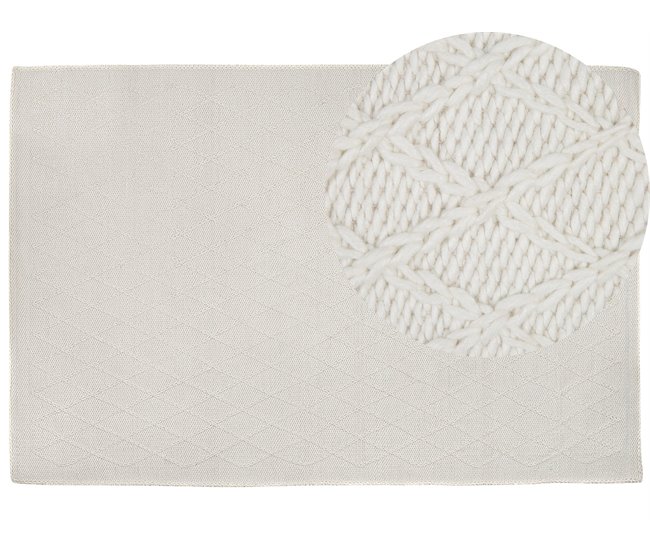 Beliani Pelos curtos ERZIN 160x230 Branco/ Bege