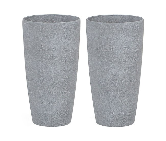 Beliani Conjunto de 2 vasos para plantas ABDERA Cinza Claro