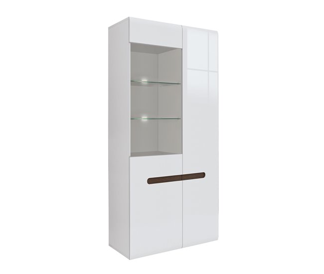 Armário de porcelana de 2 portas com LED Darrel Branco