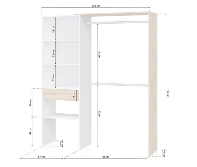 Roupeiro Ezra 158 Branco