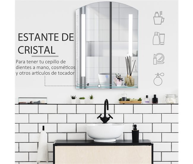 Espelho de Banheiro com LED Vidro, Alumínio kleankin 50x70 Prata