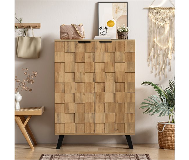 Aparador de painel de partículas com 2 portas Madeira