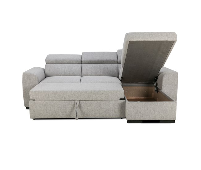 Chaise longue reversível com 3 lugares e cama GUSTO cinzento Cinza