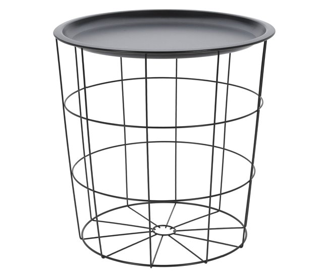 Well Home Mesa lateral de metal Preto