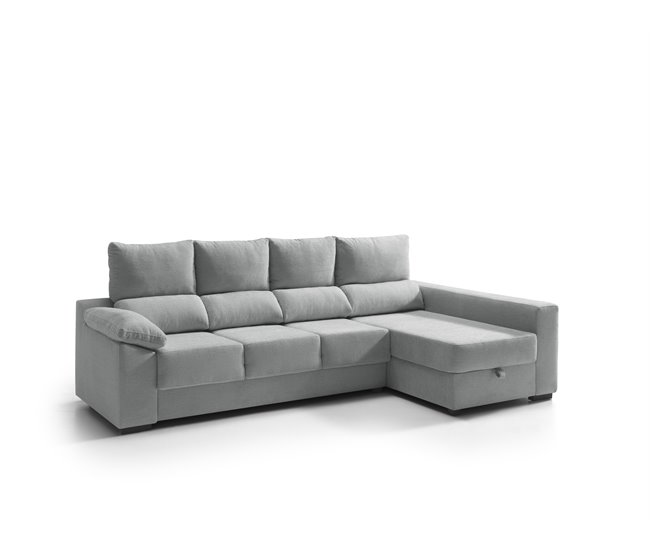 Chaise longue reversível com arrumação PALA Cinza Claro